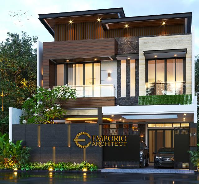 Desain Tampak Depan Dengan Pagar Rumah Modern 2 Lantai Bapak Alex di Jakarta Barat