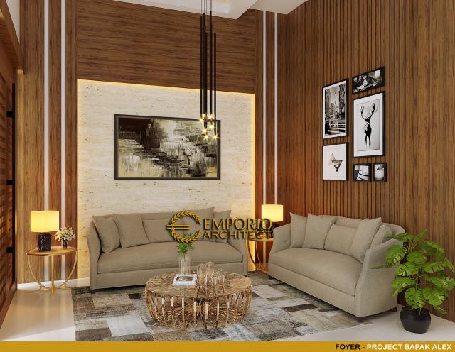 Desain Lobi Rumah Modern 2 Lantai Bapak Alex di Jakarta Barat