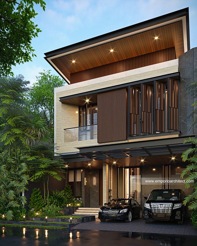 Desain Tampak Depan 3 Rumah Modern 2 Lantai Ibu SSW di Jakarta Barat