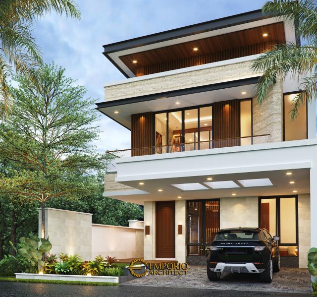 Desain Rumah Modern 2 Lantai Bapak Alby di Batu, Jawa Timur - Tampak Depan Tanpa Pagar