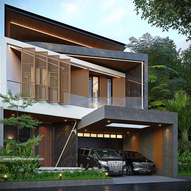 Desain Tampak Depan 2 Rumah Modern 2 Lantai Bapak TNN di Palembang