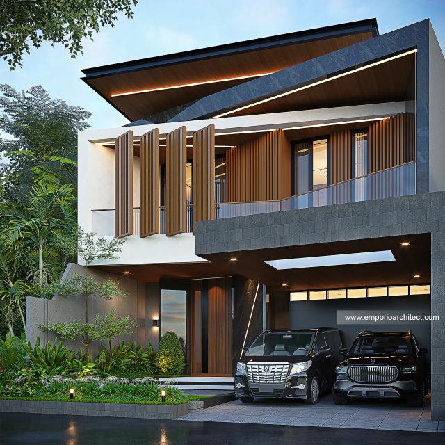 Desain Tampak Depan 3 Rumah Modern 2 Lantai Bapak TNN di Palembang