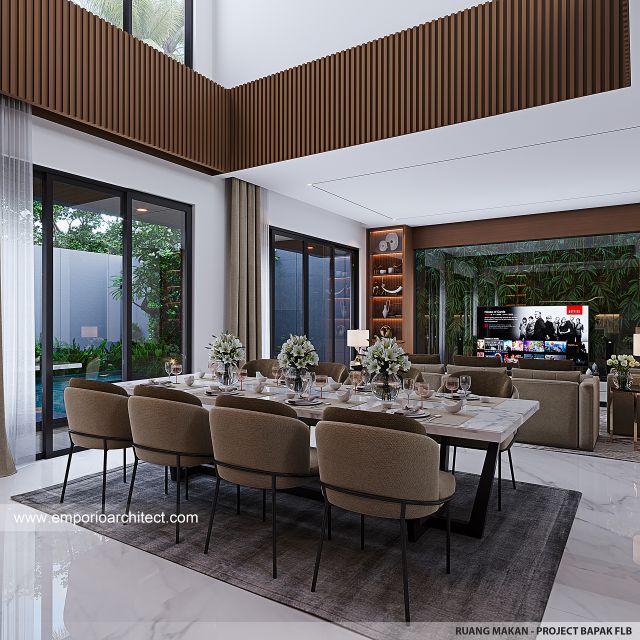 Desain Ruang Makan Rumah Modern 2 Lantai Bapak FLB di BSD, Tangerang Selatan