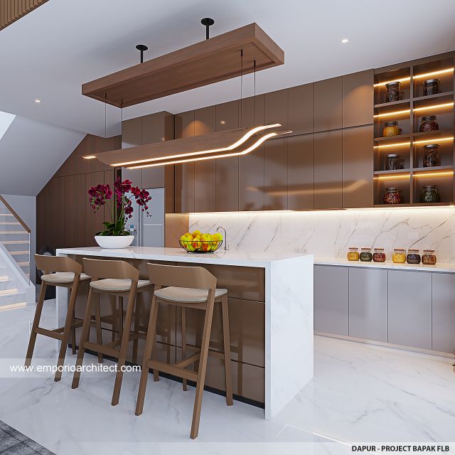 Desain Dapur Rumah Modern 2 Lantai Bapak FLB di BSD, Tangerang Selatan