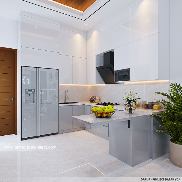 Desain Dapur Rumah Modern 2 Lantai Bapak YDJ di Jakarta