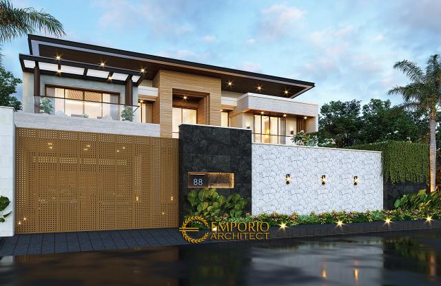 Desain Tampak Depan Dengan Pagar Rumah Modern 2 Lantai Bapak Didi di Palembang