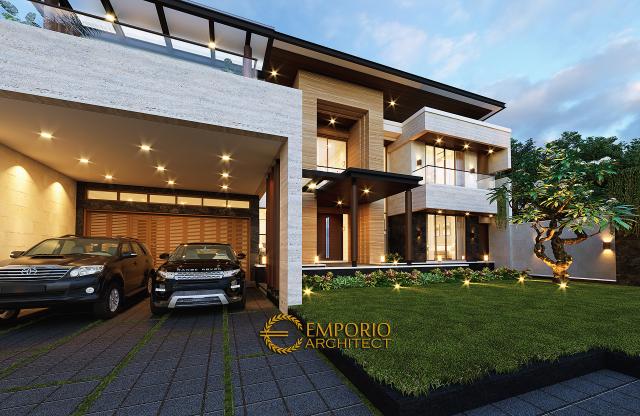 Desain Tampak Detail Depan 1 Rumah Modern 2 Lantai Bapak Didi di Palembang