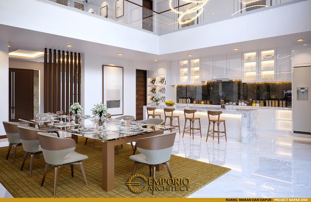 Desain Ruang Makan dan Dapur Rumah Modern 2 Lantai Bapak Didi di Palembang