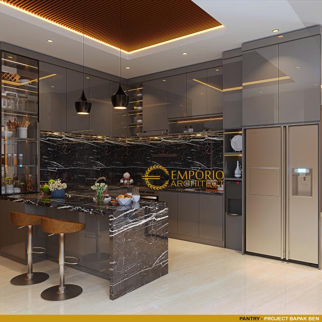 Desain Pantry Rumah Modern 2 Lantai Bapak Ben di Cibubur, Jawa Barat