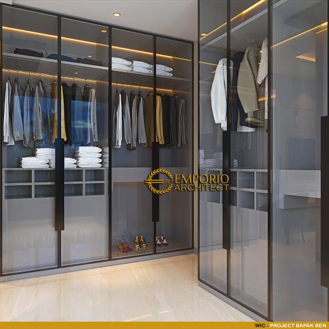 Desain Walk In Closet Rumah Modern 2 Lantai Bapak Ben di Cibubur, Jawa Barat