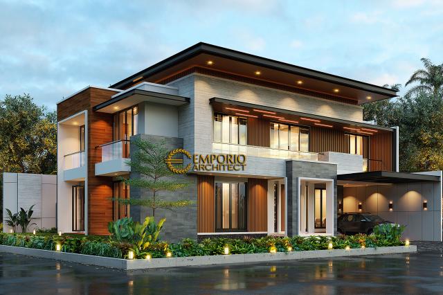 Desain Rumah Modern 2 Lantai Bapak Ben di Cibubur, Jawa Barat- Tampak Hook