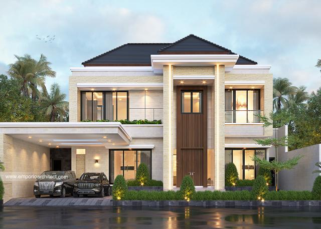 Desain Tampak Depan 2 Rumah Modern 2 Lantai Bapak Dekky di Kepulauan Riau