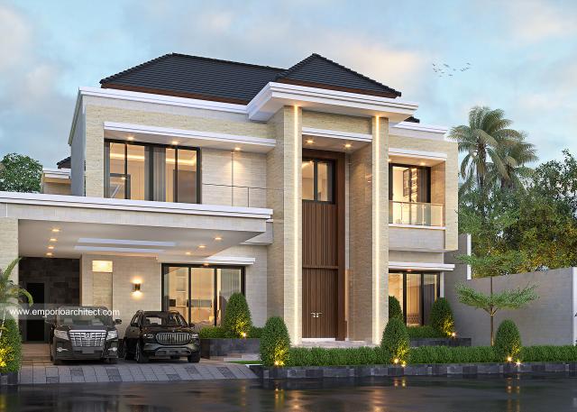 Desain Rumah Modern 2 Lantai Bapak Dekky di Kepulauan Riau - Tampak Depan