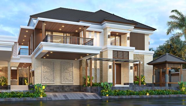 Desain Tampak Samping Rumah Modern 2 Lantai Bapak AFF di Jakarta