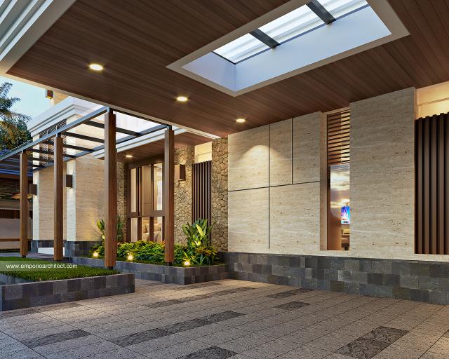 Desain Tampak Detail Depan Rumah Modern 2 Lantai Bapak AFF di Jakarta