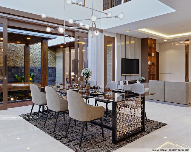 Desain Ruang Makan Rumah Modern 2 Lantai Bapak AFF di Jakarta