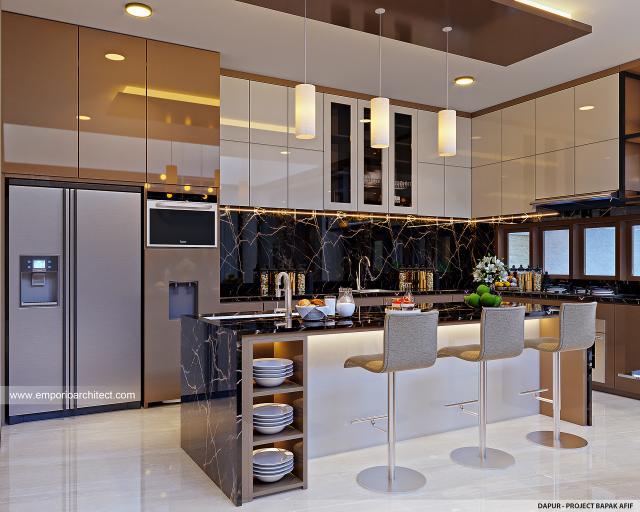 Desain Dapur Rumah Modern 2 Lantai Bapak AFF di Jakarta