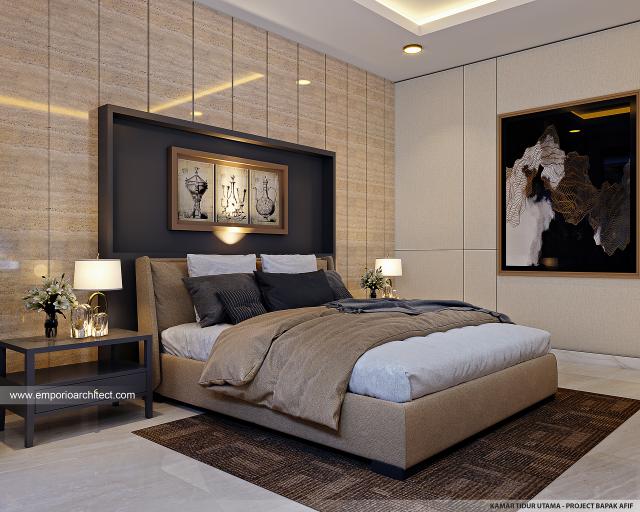 Desain Kamar Tidur Utama Rumah Modern 2 Lantai Bapak AFF di Jakarta