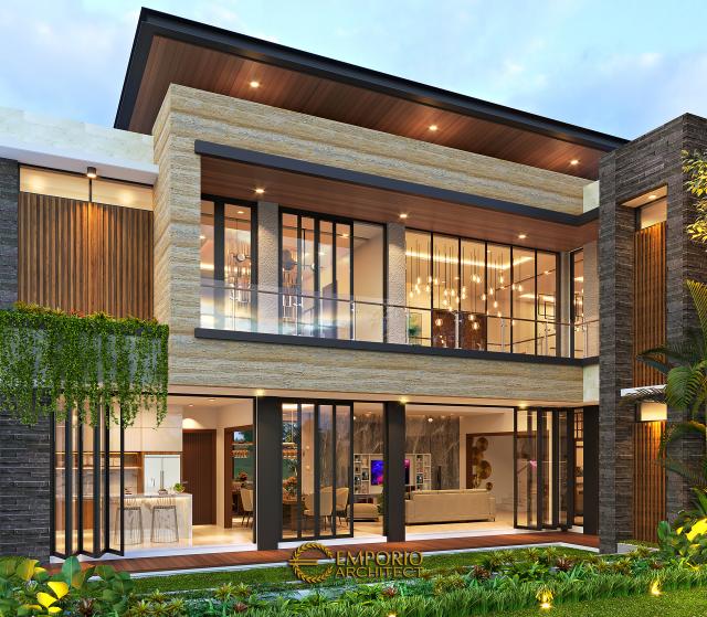 Desain Tampak Belakang Rumah Modern 2 Lantai Ibu SYN di Alam Sutera, Tangerang Selatan, Banten