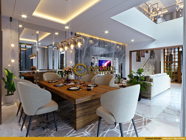 Desain Ruang Makan Rumah Modern 2 Lantai Ibu SYN di Alam Sutera, Tangerang Selatan, Banten