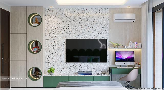 Desain Kamar Tidur Anak 1 Rumah Modern 2 Lantai Ibu Senja di Mojokerto