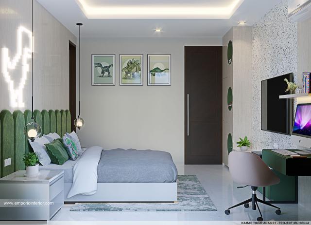 Desain Kamar Tidur Anak 1 Rumah Modern 2 Lantai Ibu Senja di Mojokerto