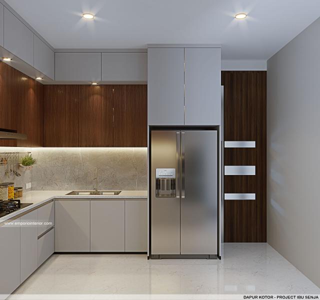 Desain Dapur Kotor Rumah Modern 2 Lantai Ibu Senja di Mojokerto