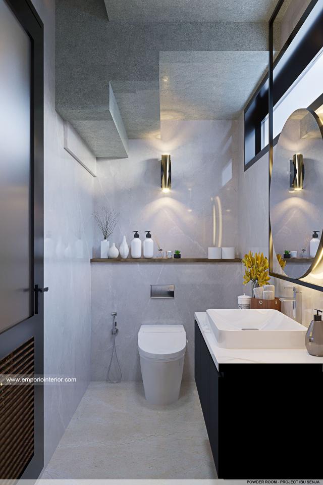 Desain Powder Room Rumah Modern 2 Lantai Ibu Senja di Mojokerto