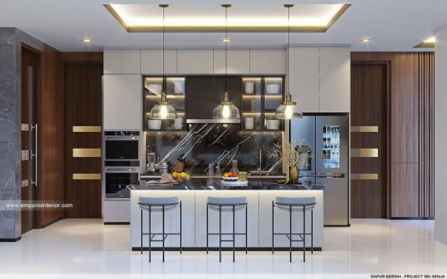 Desain Dapur Bersih Rumah Modern 2 Lantai Ibu Senja di Mojokerto