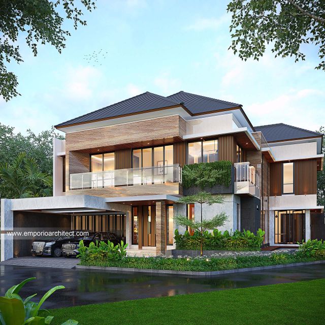 Gambar 1 Desain Rumah Modern 2 Lantai Ibu NKN 1686 di  Palembang