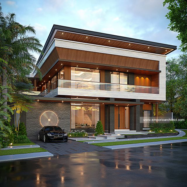 Desain Tampak Depan 2 Rumah Modern 2 Lantai Bapak IRF di Bogor