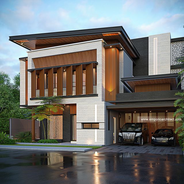 Desain Tampak Samping Rumah Modern 2 Lantai Bapak IRF di Bogor