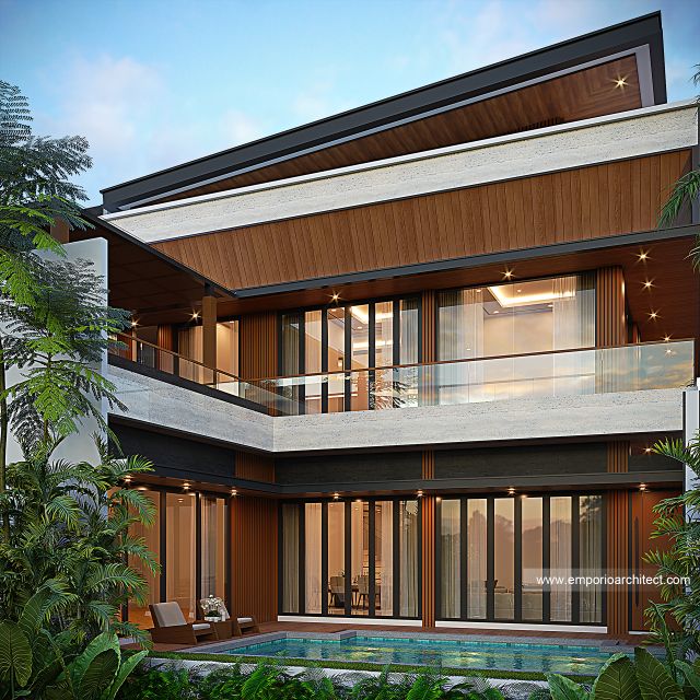 Desain Tampak Belakang Rumah Modern 2 Lantai Bapak IRF di Bogor