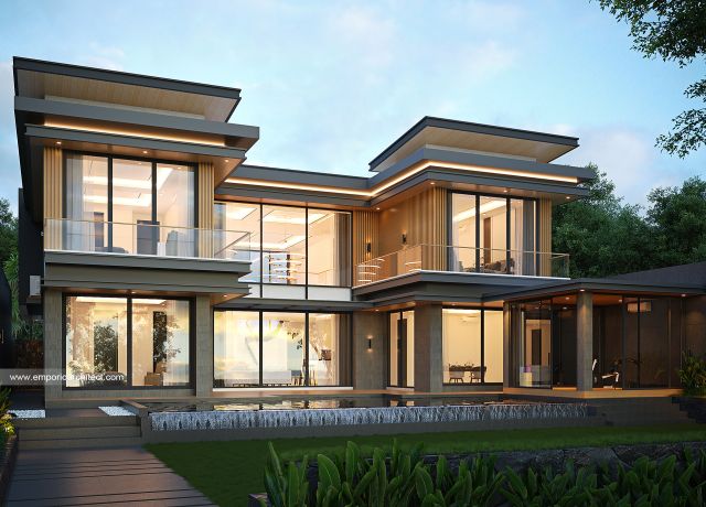 Desain Tampak Belakang Rumah Modern 2 Lantai Bapak SDT di Solo