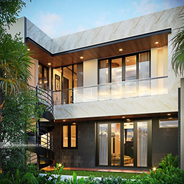 Desain Tampak Belakang Rumah Modern 2 Lantai Ibu IRM di Denpasar, Bali