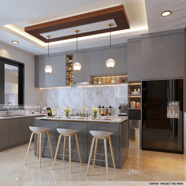 Desain Dapur Rumah Modern 2 Lantai Ibu IRM di Denpasar, Bali