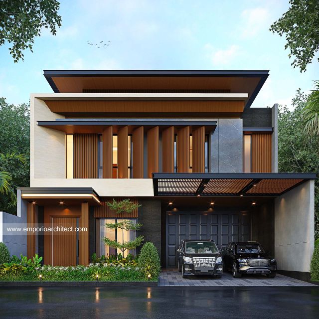 Gambar 1 Desain Rumah Modern 2 Lantai Ibu MRT dan Bapak AL 1722 di  Denpasar, Bali