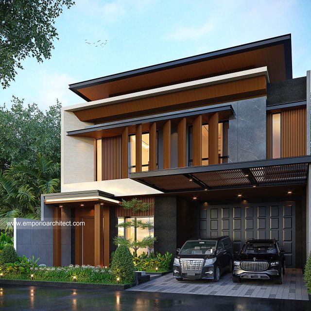 Desain Tampak Depan 3 Rumah Modern 2 Lantai Ibu MRT dan Bapak AL di Denpasar, Bali