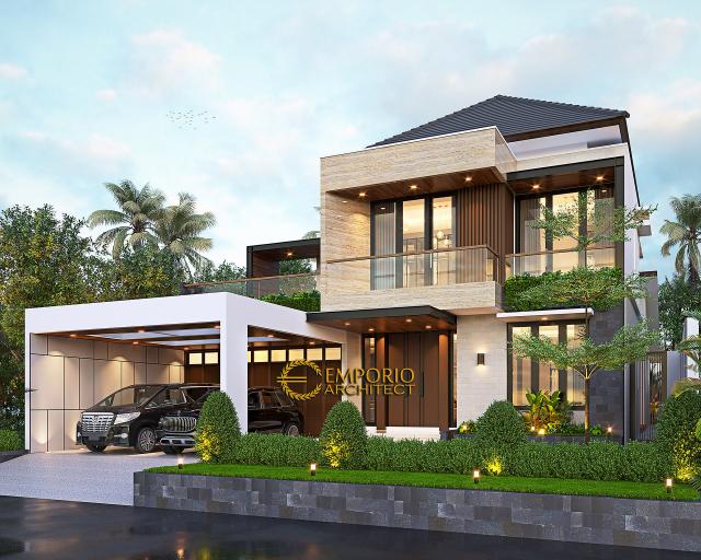 Desain Rumah Modern 2 Lantai Bapak Sitanggang di Jakarta - Tampak Depan