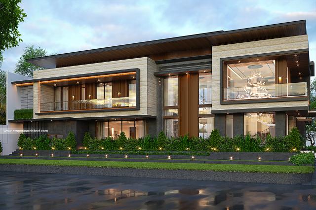 Desain Tampak Depan 2 Rumah Modern 2 Lantai Bapak YSF di Kudus, Jawa Tengah