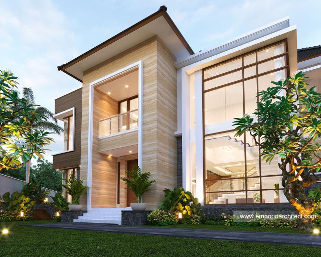 Desain Tampak Detail Depan 2 Rumah Modern 2 Lantai Ibu LCY di Medan, Sumatera Utara