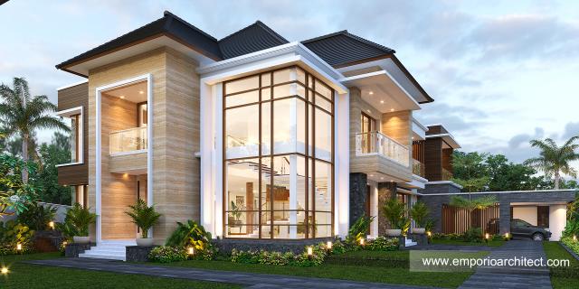 Desain Tampak Hook Rumah Modern 2 Lantai Ibu LCY di Medan, Sumatera Utara