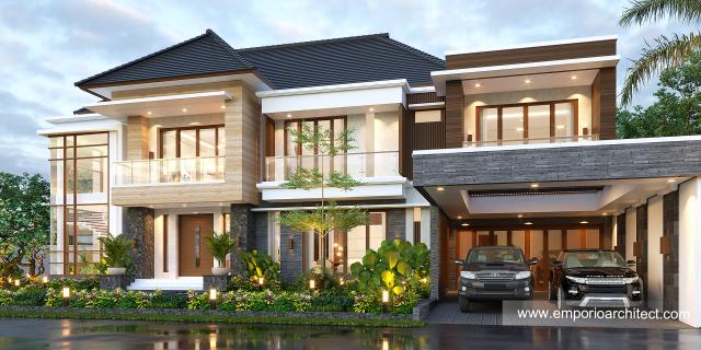 Desain Rumah Modern 2 Lantai Ibu LCY di Medan, Sumatera Utara - Tampak Depan