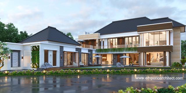 Desain Tampak Belakang Rumah Modern 2 Lantai Ibu LCY di Medan, Sumatera Utara