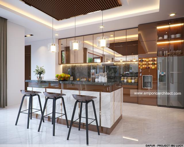 Desain Dapur Rumah Modern 2 Lantai Ibu LCY di Medan, Sumatera Utara