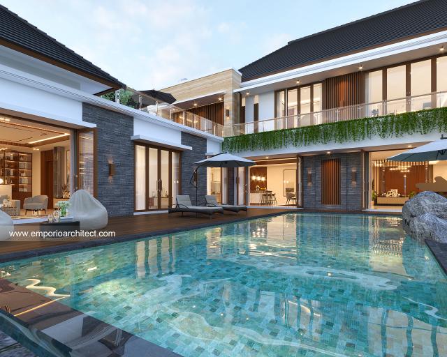 Desain Tampak Detail Belakang Rumah Modern 2 Lantai Ibu LCY di Medan, Sumatera Utara