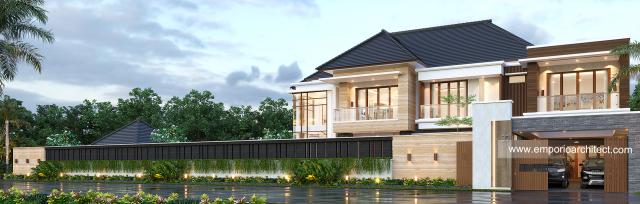 Desain Tanpak Depan Dengan Pagar Rumah Modern 2 Lantai Ibu LCY di Medan, Sumatera Utara