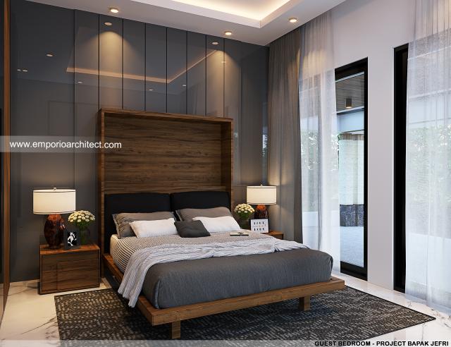 Desain Kamar Tidur Tamu Rumah Modern 2 Lantai Bapak JFR di Kota Wisata Cibubur, Bogor, Jawa Barat