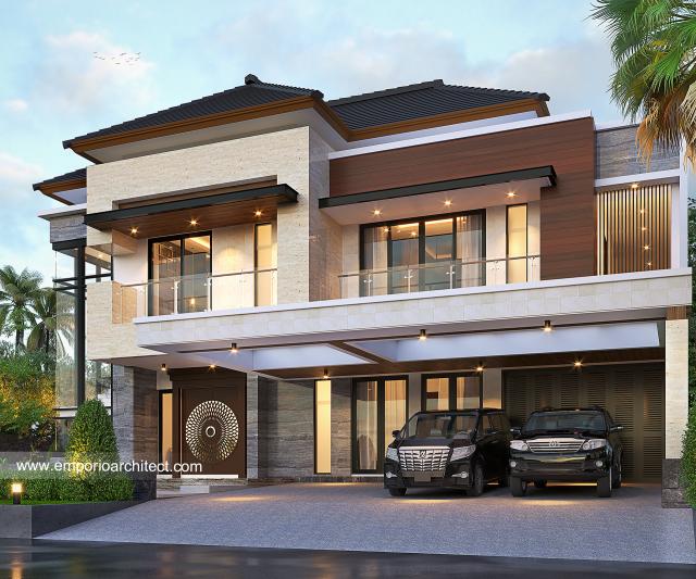 Gambar 1 Desain Rumah Modern 2 Lantai Bapak JFR 1111 di  Kota Wisata Cibubur, Bogor, Jawa Barat