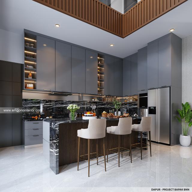 Desain Dapur Rumah Modern 2 Lantai Bapak BNN di Palembang